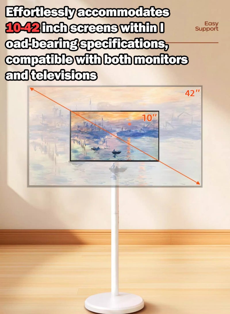 WALALLA Mobile TV Stand with Wheels - Suitable 10-42 Inch LED TV Monitor Portable TV Floor Stand, LCD TV Frame Floor Stand, Swivel TV Stand Mount TV Bracket With Cable Management - Image 4