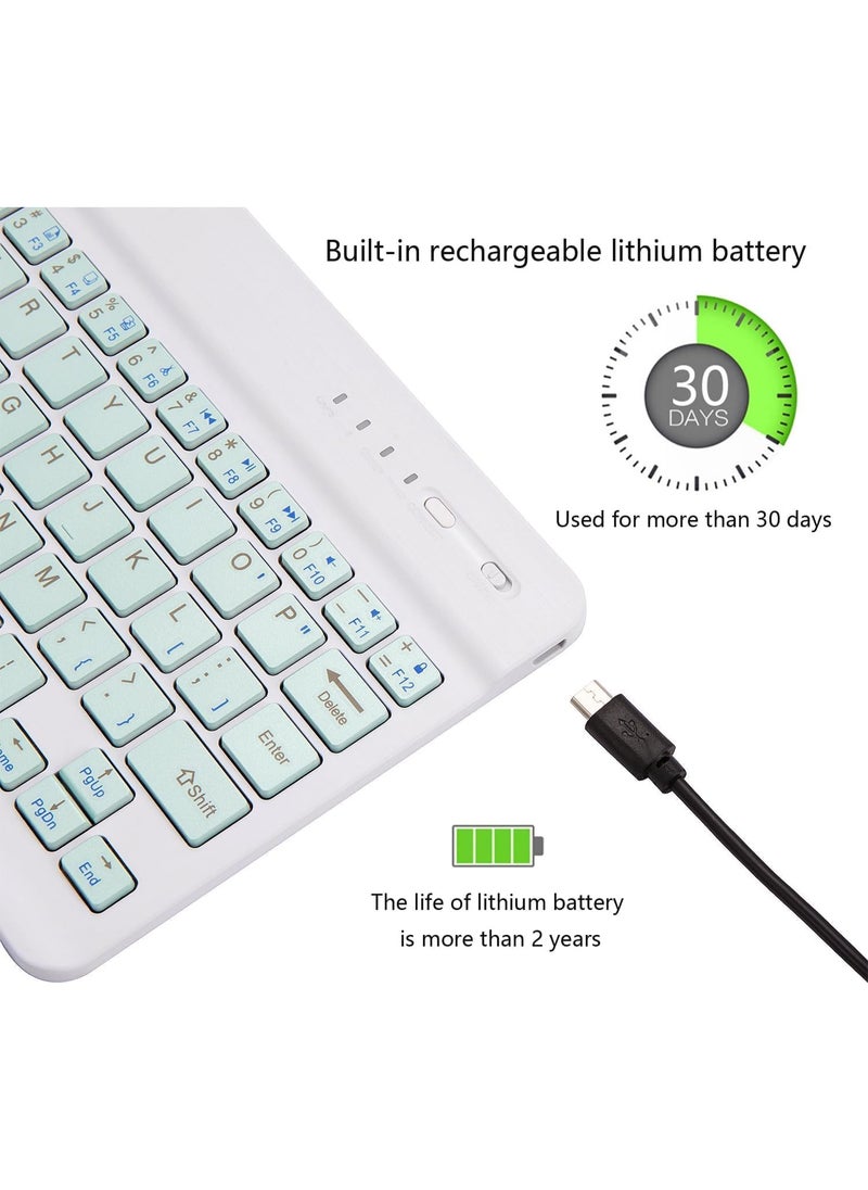Generic - Ultra-Slim Bluetooth Keyboard Portable Rechargeable - (Arabic/Eng. Key) Mini Wireless - 150 Hour for Apple iPad iPhone Samsung Tablet Phone Smartphone iPadOS iOS Android (10 inch Light Green) - Image 1