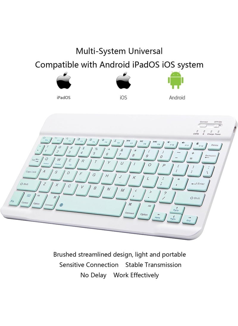 Generic - Ultra-Slim Bluetooth Keyboard Portable Rechargeable - (Arabic/Eng. Key) Mini Wireless - 150 Hour for Apple iPad iPhone Samsung Tablet Phone Smartphone iPadOS iOS Android (10 inch Light Green) - Image 1