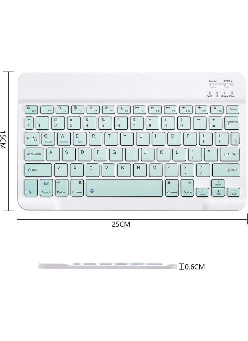 Generic - Ultra-Slim Bluetooth Keyboard Portable Rechargeable - (Arabic/Eng. Key) Mini Wireless - 150 Hour for Apple iPad iPhone Samsung Tablet Phone Smartphone iPadOS iOS Android (10 inch Light Green) - Image 1