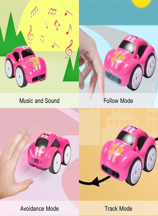 Jet Roy 2.4GHz RC Cartoon Car for Kids | Auto Follow Track Sensor Mode, Obstacle Avoidance, Music & Lights | Remote Control Toy Car for Best Gift Toddlers Boys Girls. (Pink) - Image 5