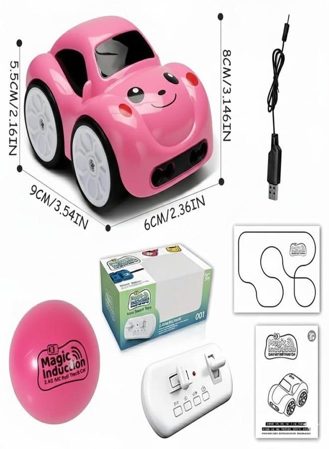 Jet Roy 2.4GHz RC Cartoon Car for Kids | Auto Follow Track Sensor Mode, Obstacle Avoidance, Music & Lights | Remote Control Toy Car for Best Gift Toddlers Boys Girls. (Pink) - Image 2