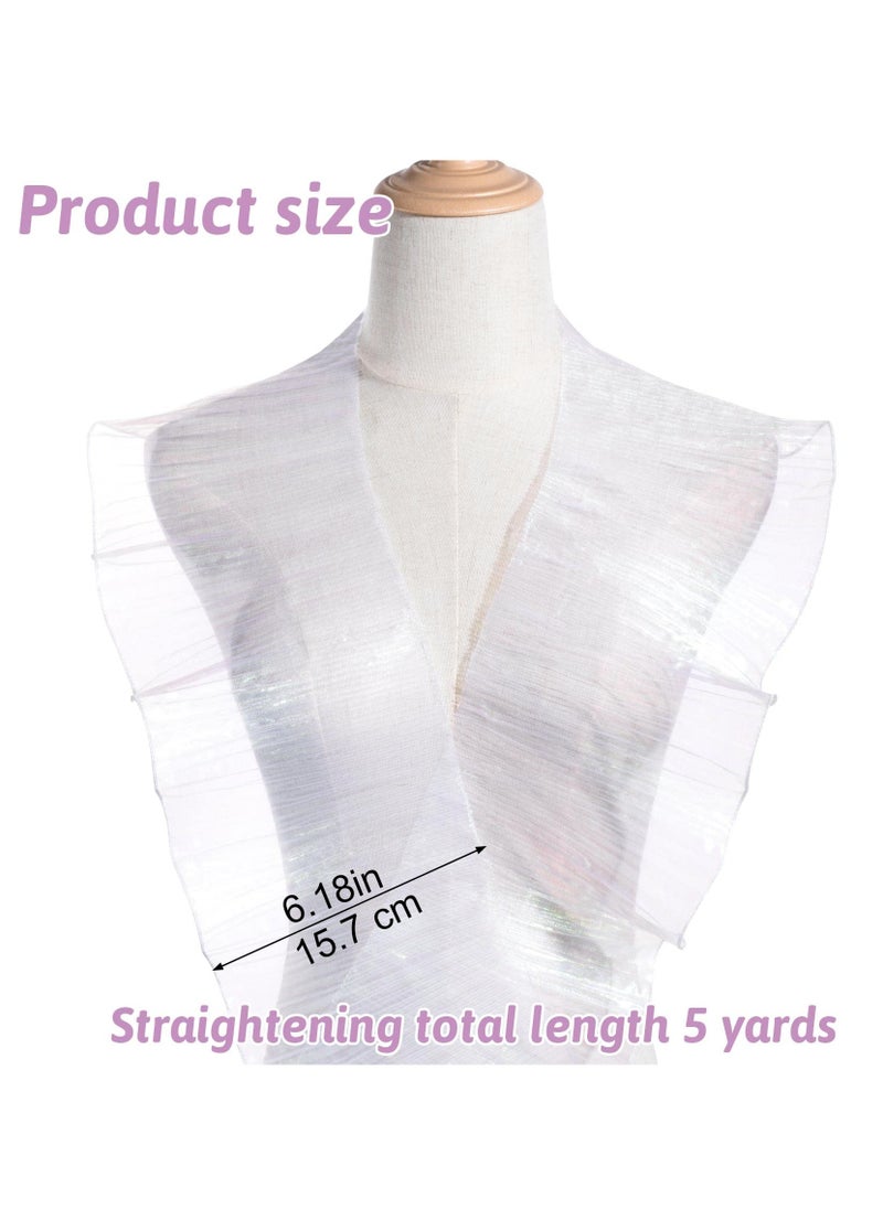 SYOSI - 5 Yards White Ruffled Lace Trims, Pleated Lace Fabric Trim, Organza Fabric Chiffon Tulle Ruffle Lace for Sewing DIY Craft Decoration Dress Collars Sleeves Decor Appliques Patches (W, 4.72 inch) - Image 1