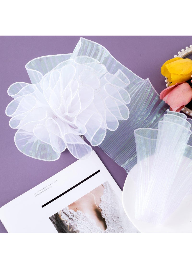 SYOSI - 5 Yards White Ruffled Lace Trims, Pleated Lace Fabric Trim, Organza Fabric Chiffon Tulle Ruffle Lace for Sewing DIY Craft Decoration Dress Collars Sleeves Decor Appliques Patches (W, 4.72 inch) - Image 1