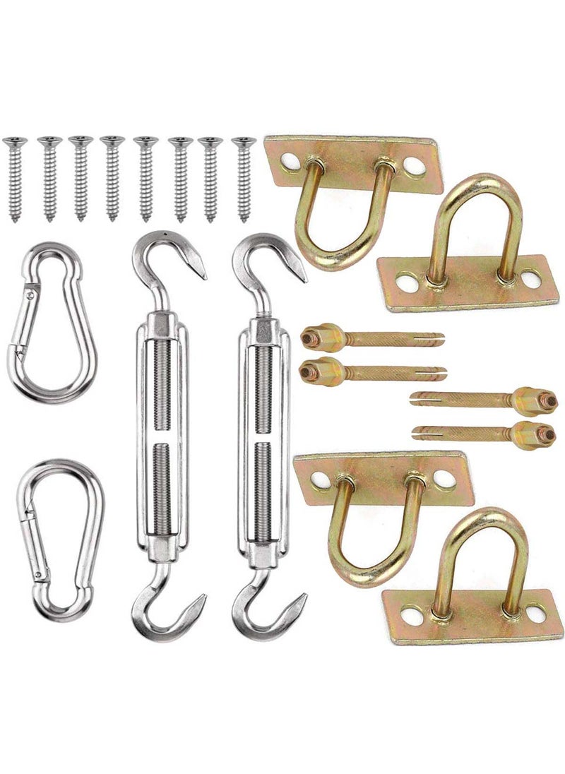 DIY Crafts DIY Crafts 22x Sun Shade Sail Canopy Accessories 304 Stainless Steel Hardware Kit Turnbuckle Pad Eye Carabiner Clip Hook Screws Silver 44X 2x Kit 22x2  - Image 2