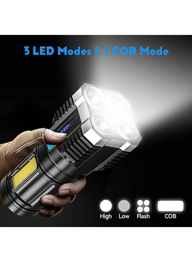 USB Rechargeable Super Bright LED Torch with Side Light 4 Modes COB Lumens Powerful for Outdoor Camping Torch - Image 2