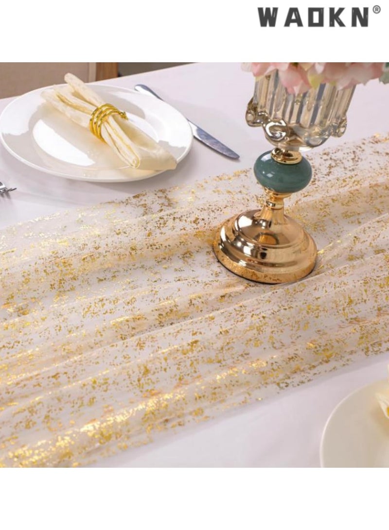 WAOKN Exquisite Gold Sequin Table Runner,Perfect for Weddings,Birthday Parties，Celebrations ,Add a Touch of Glamour,Elegant Decorative Accessory, Ideal for Special Occasions,72x305cm - Image 2