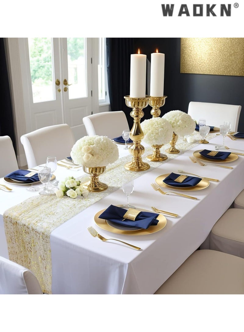 WAOKN Exquisite Gold Sequin Table Runner,Perfect for Weddings,Birthday Parties，Celebrations ,Add a Touch of Glamour,Elegant Decorative Accessory, Ideal for Special Occasions,72x305cm - Image 3