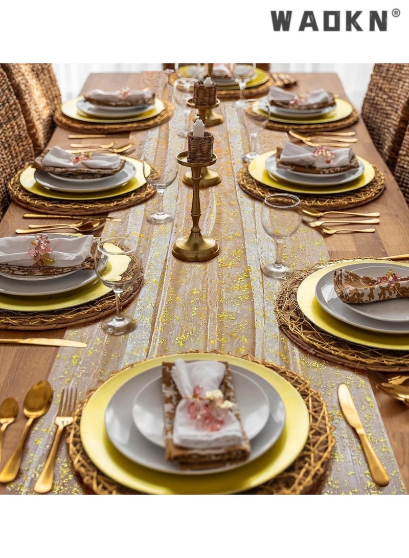 WAOKN Exquisite Gold Sequin Table Runner,Perfect for Weddings,Birthday Parties，Celebrations ,Add a Touch of Glamour,Elegant Decorative Accessory, Ideal for Special Occasions,72x305cm - Image 4