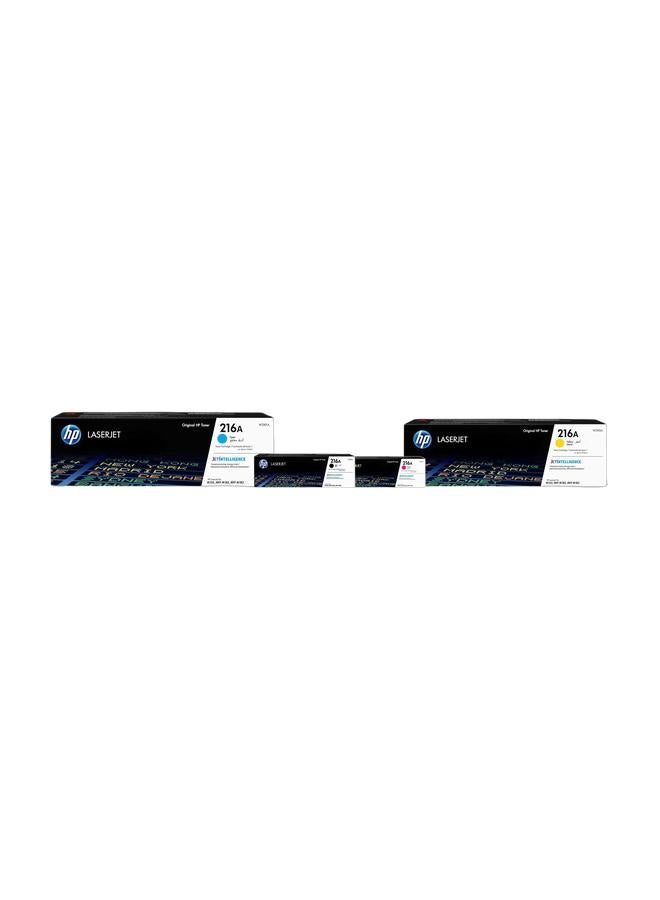 HP W2410A 216A Original Laserjet Toner Cartridge, Single Pack Black & 216A Original LaserJet Toner Cartridge (W2413A) Magenta & 216A LaserJet Toner Cartridge Cyan & HP W2412A 216A Original LaserJet Toner Cartridge, Yellow, Single Pack Yellow Bundle - Image 1