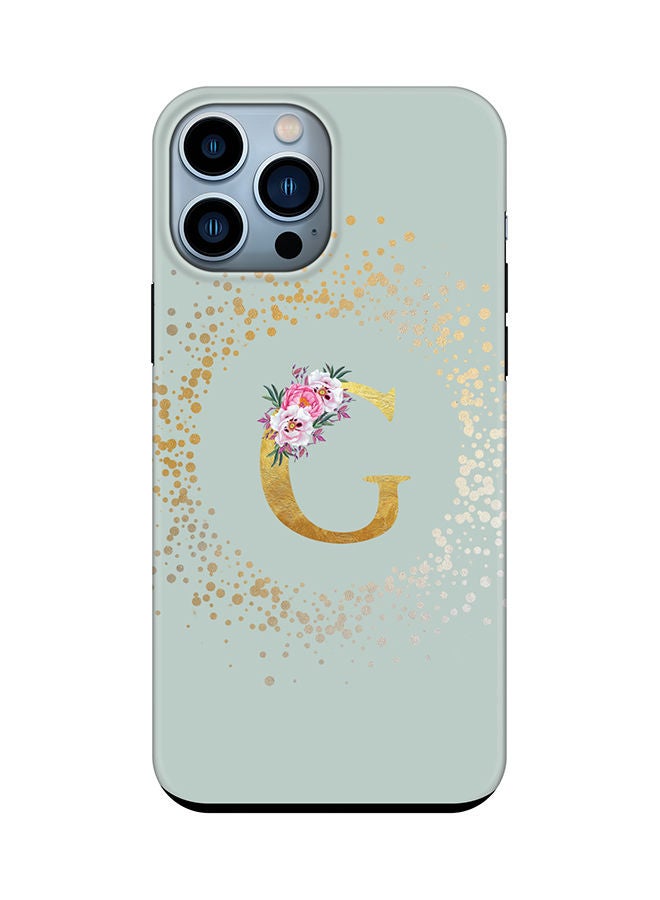 Stylizedd Monogram Tough Series for Apple iPhone 13 Pro Max Custom Initials Floral Pattern Tough Pro Dual Layer hybrid PC inner TPU protection Alphabet- G (Light Green) - Image 1