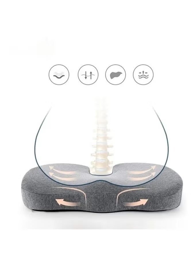 Black U-shaped medical seat cushion, designed to support sitting and relieve back and coccyx pain. Suitable for everyday use on office chairs, car seats, and home chairs. - Image 4