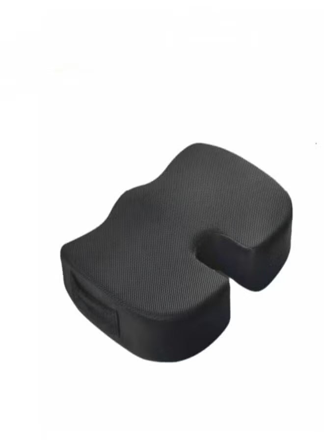 Black U-shaped medical seat cushion, designed to support sitting and relieve back and coccyx pain. Suitable for everyday use on office chairs, car seats, and home chairs. - Image 3