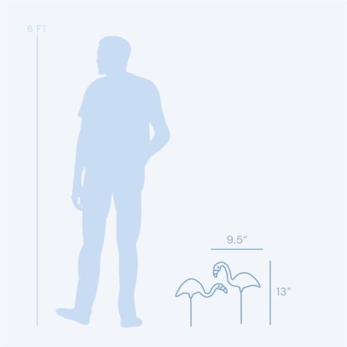 Bloem Mini Flamingo Yard Stakes: 2 Pieces, Head Up and Head Down Poses, Google Eyes, Galvinized Steel Legs, Durable Weatherproof Resin, for Indoor or Outdoor Use, Yard Decoration - Image 3