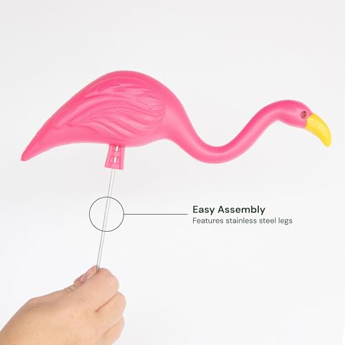 Bloem Mini Flamingo Yard Stakes: 2 Pieces, Head Up and Head Down Poses, Google Eyes, Galvinized Steel Legs, Durable Weatherproof Resin, for Indoor or Outdoor Use, Yard Decoration - Image 4
