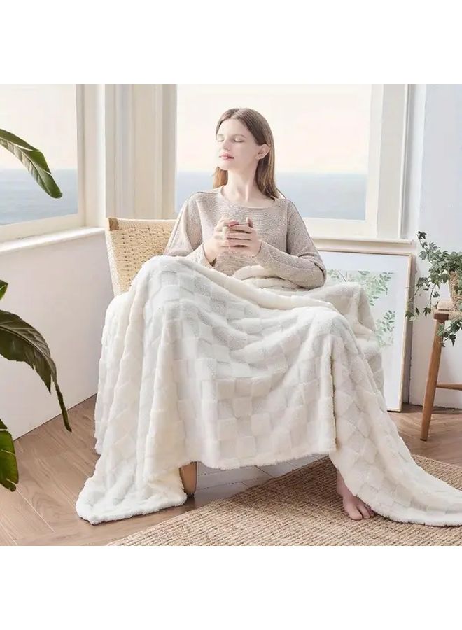 Lake Orchid Jacquard Velvet Sofa Blanket Thickened Air Conditioning Nap Cover 70x100 Inches - Image 4