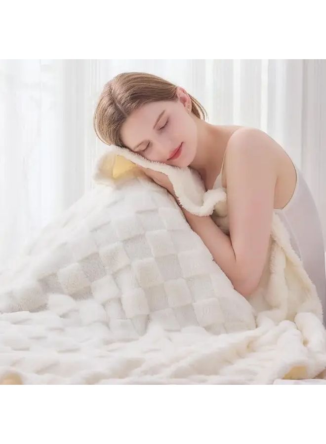 Lake Orchid Jacquard Velvet Sofa Blanket Thickened Air Conditioning Nap Cover 70x100 Inches - Image 2