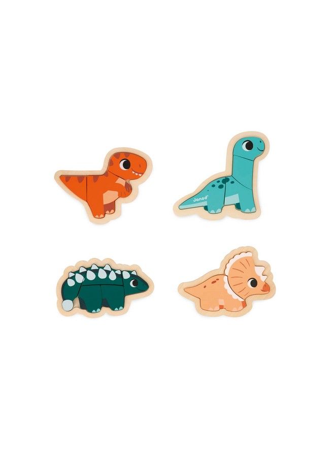 Janod 4 ألواح ديناصور خشبية من FSC أحجية تقدمية من 2 إلى 5 قطع ألعاب أطفال تعليمية ألعاب سنوات مبكرة 18 شهرًا + J05824 متعددة الألوان - Image 2