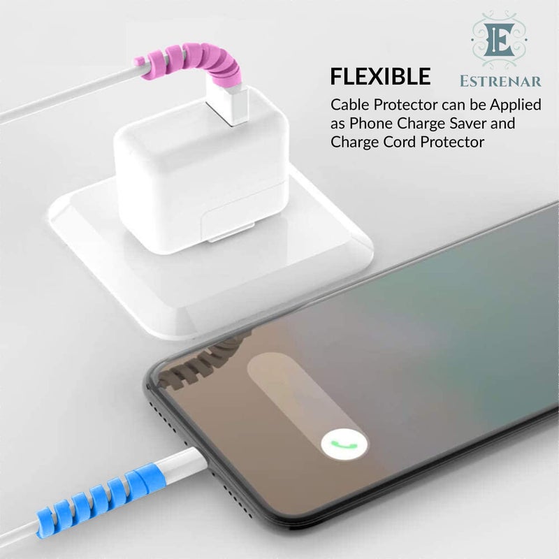 Estrenar حماية كابل وواقيات سلك ملونة متعددة الألوان | سلك نابض لجميع الملحقات السلكية لشاحن USB، كابل البيانات، سماعة الأذن، موفر الحبل المرن | أندرويد | آيفون | لابتوبات | عبوة من 8 | 32 قطعة - Image 4