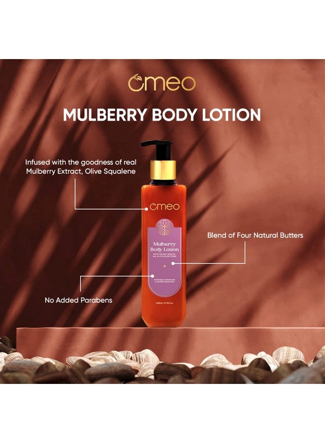Omeo Mulberry Body Lotion for Dry Skin with Goodness of Mulberry Extract, Sal, Mango, Cocoa & Kokum Butter and Vitamin E | Non-Sticky, Moisturizer Cream, Glow, for Women & Men- 200ML - Image 3