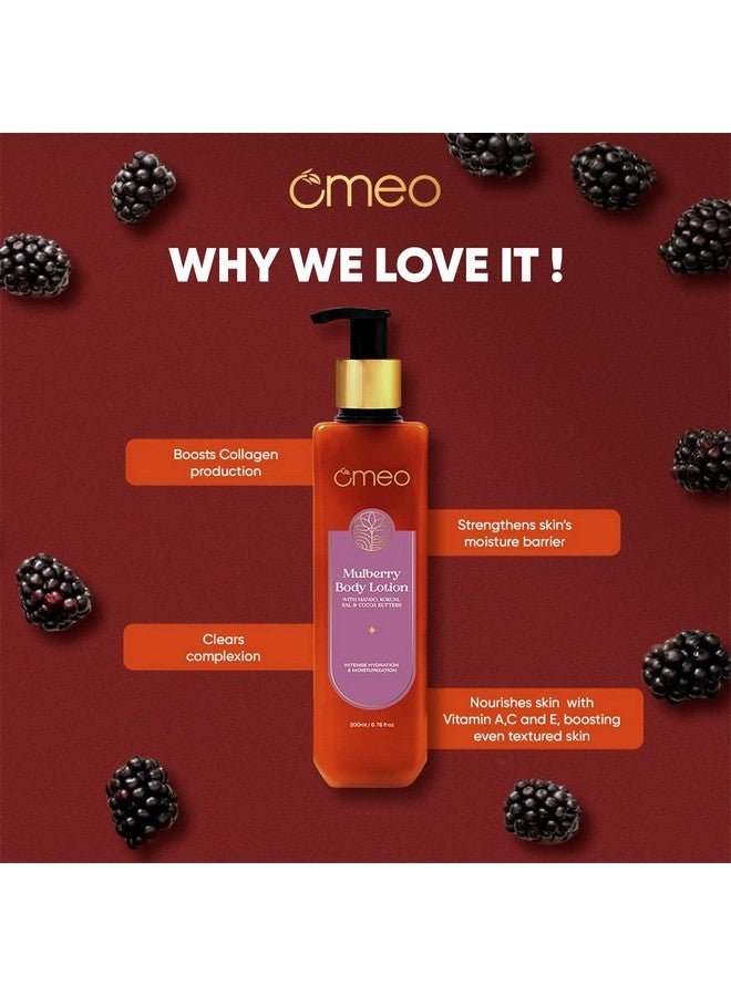Omeo Mulberry Body Lotion for Dry Skin with Goodness of Mulberry Extract, Sal, Mango, Cocoa & Kokum Butter and Vitamin E | Non-Sticky, Moisturizer Cream, Glow, for Women & Men- 200ML - Image 4