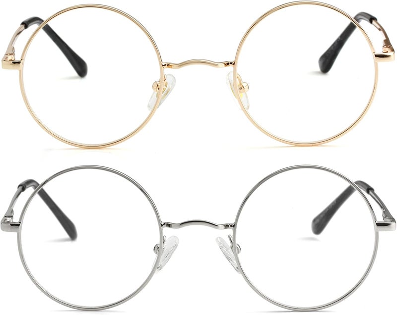Small Round Clear Lens Glasses Non Prescription Circle Metal Frame Eyewear - Image 1