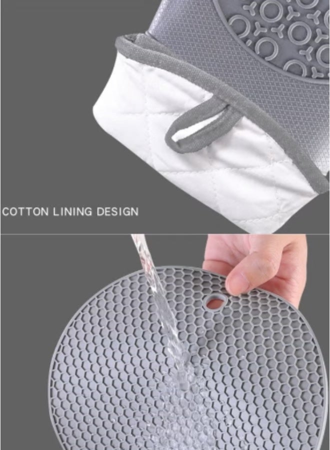 DIOTTI 6-Piece Silicone Oven Mitts and Pot Holders Set, Includes 1 Pair of Extra Long Heat Resistant Mittens & 1 Pair of Mini Pinch Gloves & 2 Hot Pads for Cooking, Baking, Grilling, BBQ, Microwave Use - Image 2