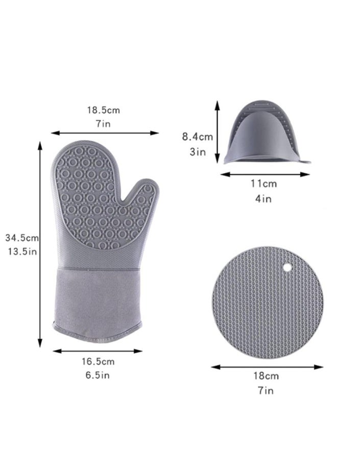 DIOTTI 6-Piece Silicone Oven Mitts and Pot Holders Set, Includes 1 Pair of Extra Long Heat Resistant Mittens & 1 Pair of Mini Pinch Gloves & 2 Hot Pads for Cooking, Baking, Grilling, BBQ, Microwave Use - Image 3