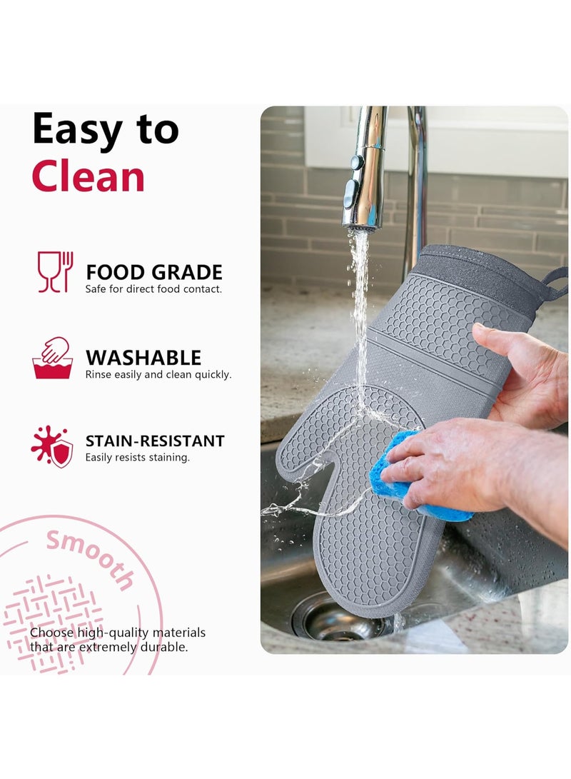 DIOTTI 6-Piece Silicone Oven Mitts and Pot Holders Set, Includes 1 Pair of Extra Long Heat Resistant Mittens & 1 Pair of Mini Pinch Gloves & 2 Hot Pads for Cooking, Baking, Grilling, BBQ, Microwave Use - Image 4