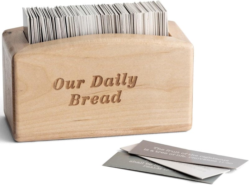 DaySpring  Our Daily Bread Wood Promise Box  240 Promises from The Word of God  Sharable Scripture Cards J4531Brown - Image 1