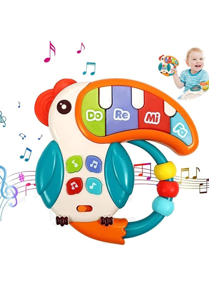 HUANGER Baby Toddler Musical Toy, Newborn Rattles Toys, Light Up Toys with Sound and Light, Sensory Teething Activity Early Learning Educational Toy Gift for Toddler Ages 12 Months+ Parroot - Image 1
