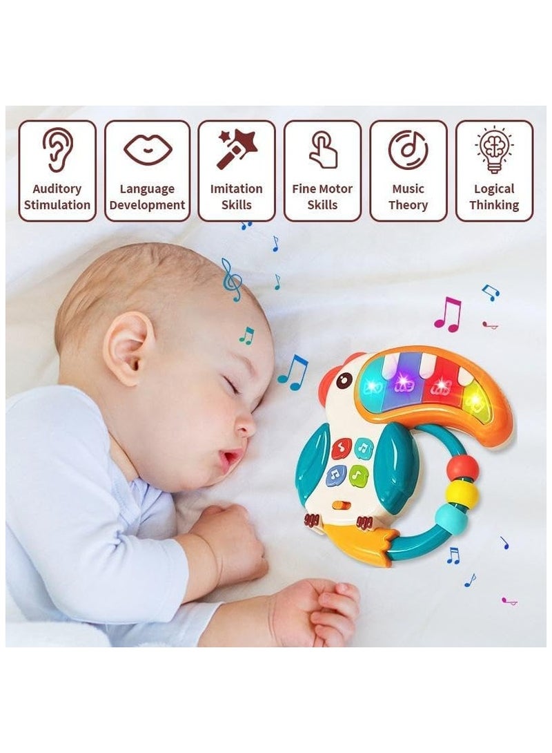 HUANGER Baby Toddler Musical Toy, Newborn Rattles Toys, Light Up Toys with Sound and Light, Sensory Teething Activity Early Learning Educational Toy Gift for Toddler Ages 12 Months+ Parroot - Image 3