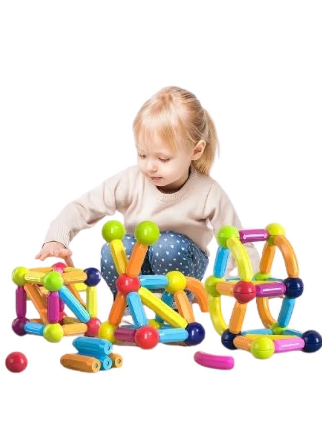 حديقة الألعاب مجموعة مكعبات بناء من أعواد مغناطيسية، ٦٤ قطعة - ألعاب بناء مغناطيسية ثلاثية الأبعاد للأطفال | مجموعة ألغاز بناء تعليمية إبداعية في مجالات العلوم والتكنولوجيا والهندسة والرياضيات للأولاد والبنات | ألعاب مغناطيسية تعليمية للأطفال الصغار لبناء الأشكال والنماذج والهياكل | لعبة بناء ممتعة - Image 1