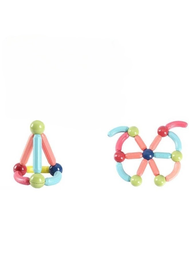 حديقة الألعاب مجموعة مكعبات بناء من أعواد مغناطيسية، ٦٤ قطعة - ألعاب بناء مغناطيسية ثلاثية الأبعاد للأطفال | مجموعة ألغاز بناء تعليمية إبداعية في مجالات العلوم والتكنولوجيا والهندسة والرياضيات للأولاد والبنات | ألعاب مغناطيسية تعليمية للأطفال الصغار لبناء الأشكال والنماذج والهياكل | لعبة بناء ممتعة - Image 2