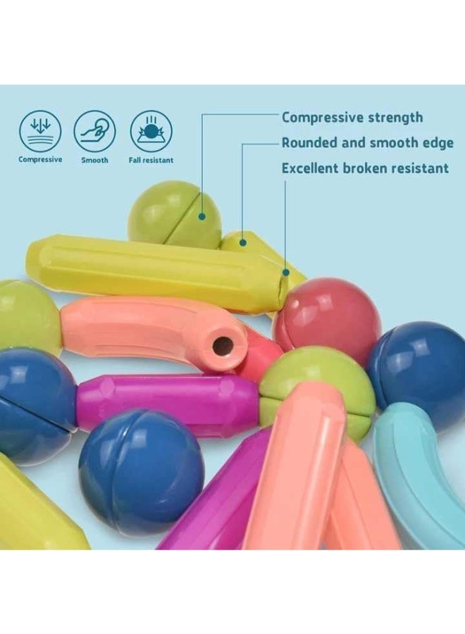 حديقة الألعاب مجموعة مكعبات بناء من أعواد مغناطيسية، ٦٤ قطعة - ألعاب بناء مغناطيسية ثلاثية الأبعاد للأطفال | مجموعة ألغاز بناء تعليمية إبداعية في مجالات العلوم والتكنولوجيا والهندسة والرياضيات للأولاد والبنات | ألعاب مغناطيسية تعليمية للأطفال الصغار لبناء الأشكال والنماذج والهياكل | لعبة بناء ممتعة - Image 3