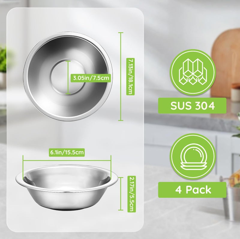 Offiper 304(18/8) Stainless Steel Mixing Bowls for Kitchen, 4 Pack 7" 21.22 fl.oz Metal Mixing Bowls Set Stackable for Baking Serving Cooking Food Prep Storage Dishwasher Safe Lightweight - Image 3
