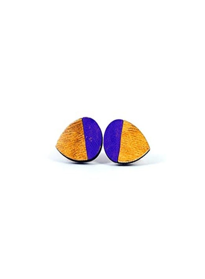 ORENAME Wooden Stud Earrings 1 Pair Set Handmade Wooden Earrings with Ear Backs for Women and Girls Different Shapes and Colors for Girls and Women(Style-4) - Image 1
