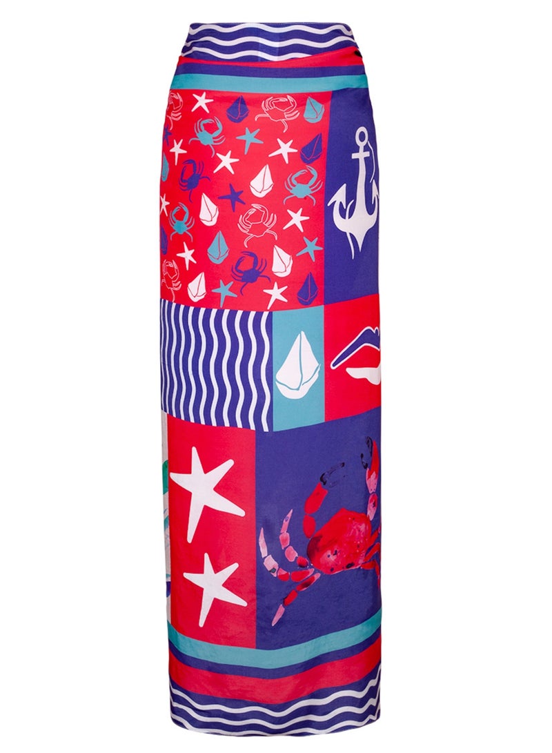 أنيموس باريو شاطئي للنساء، مقاس 120×140 سم، غطاء سباحة، لفّة سارونغ للنساء، تنورة لملابس السباحة، وشاح شاطئي طويل الحجم، بطباعة ملوّنة - Image 3