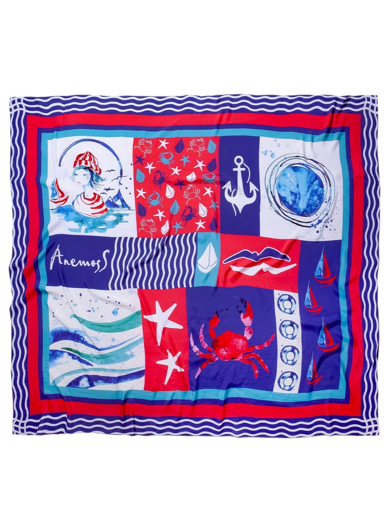 أنيموس باريو شاطئي للنساء، مقاس 120×140 سم، غطاء سباحة، لفّة سارونغ للنساء، تنورة لملابس السباحة، وشاح شاطئي طويل الحجم، بطباعة ملوّنة - Image 4