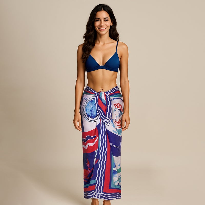 Anemoss Women’s Beachwear Pareo, 120x140cm, Swimwear Cover Up, Sarong Wrap for Women, Bathing Suit Skirt, Long Size Beach Scarf, Colorful Print - Image 2