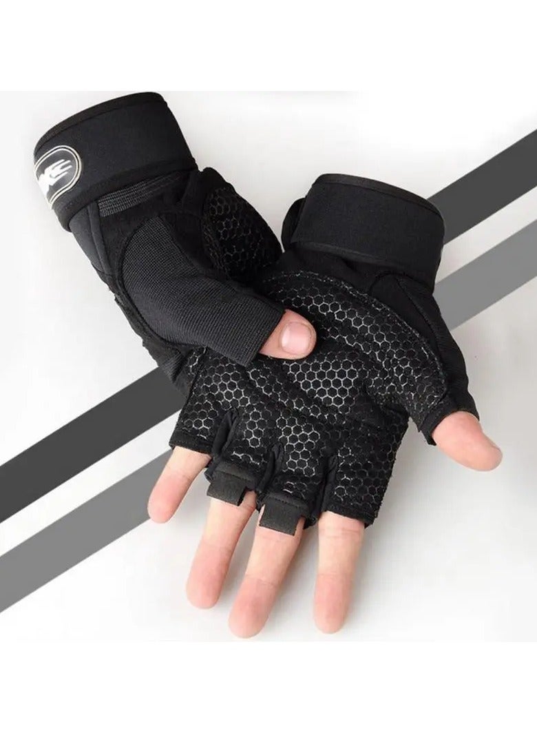 Goolsky Stay Protected & Comfortable: Half-Finger Fitness Gloves for Men & Women - Breathable Sunshade Sports Gloves for Outdoor Activities!   (L） - Image 1