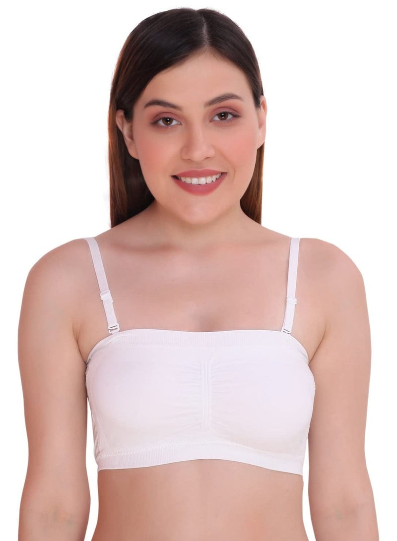 Glamroot Women's Padded Seamless Strapless Multi-Way Tube Bra with Back Hook & Removable Pads (Pack Of 2), Black/White - Image 4