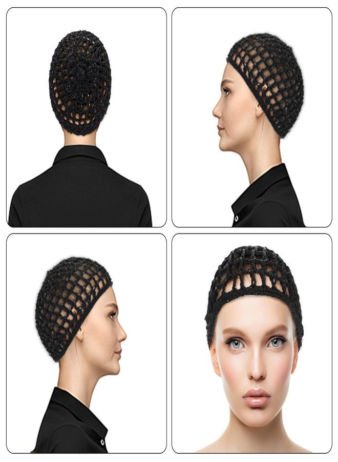 WLLHYF Hair Net Wrap For Sleep 2 PCS Mesh Nets Cap Snoods Cover Sleeping Knit Hairnets Elastic Head Wrap Bathing Shower Caps Wig Hairnet Crochet Sew Weave Press Weaving Braided Bonnet(Black/Red) - Image 4