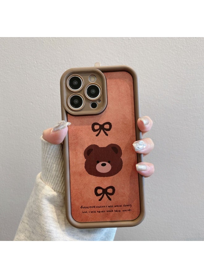 NIBEMINENT Lanyard Leopard Pattern Protective TPU Case Cover For iPhone 16 Plus, Bow Bear