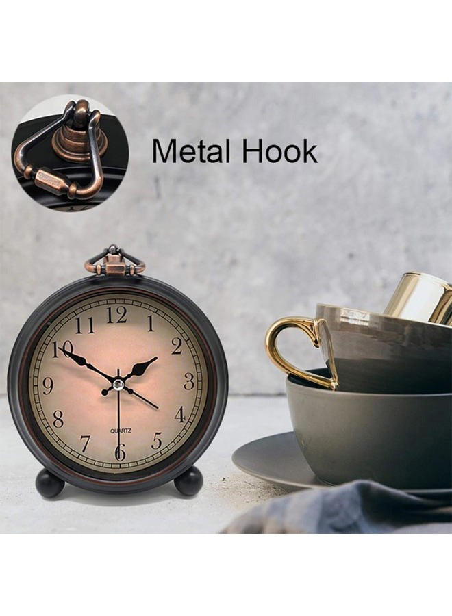 TooTa Vintage Retro Analog Alarm Clock, 4 inch Super Silent Non Ticking Small Clock with Night Light, Battery Operated, Simply Design, for Living Room, Bedroom, Bedside, Desk, Gift Clock (Arabic) - Image 4