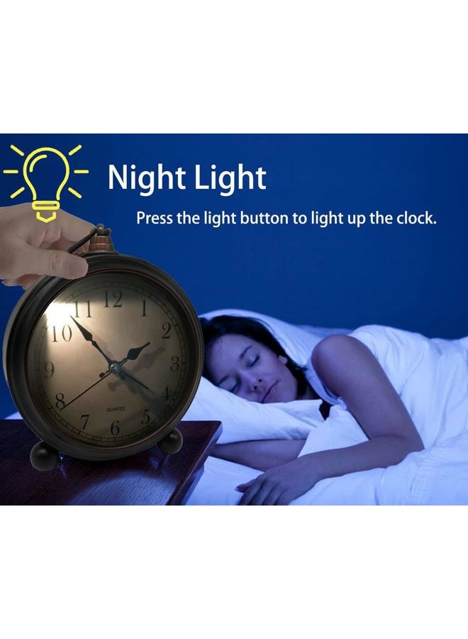 TooTa Vintage Retro Analog Alarm Clock, 4 inch Super Silent Non Ticking Small Clock with Night Light, Battery Operated, Simply Design, for Living Room, Bedroom, Bedside, Desk, Gift Clock (Arabic) - Image 5