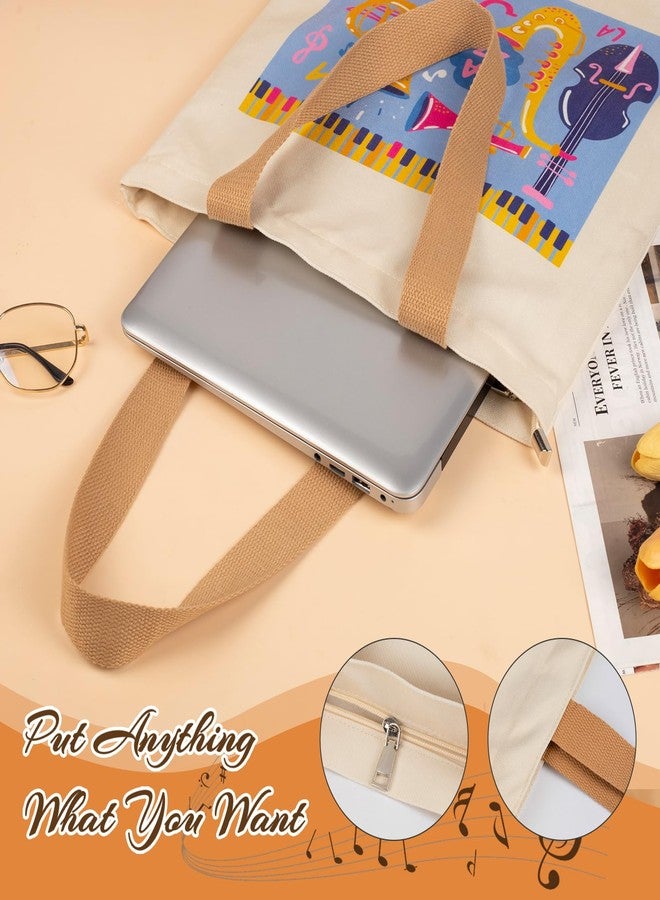 HilerPunk Tote bag Music Note Handbag Reusable Shopping Bags Grocery Bag,Music Class Training handbag,Music Gifts, Jazz Instrument Pattern, HLMG-012 - Image 3