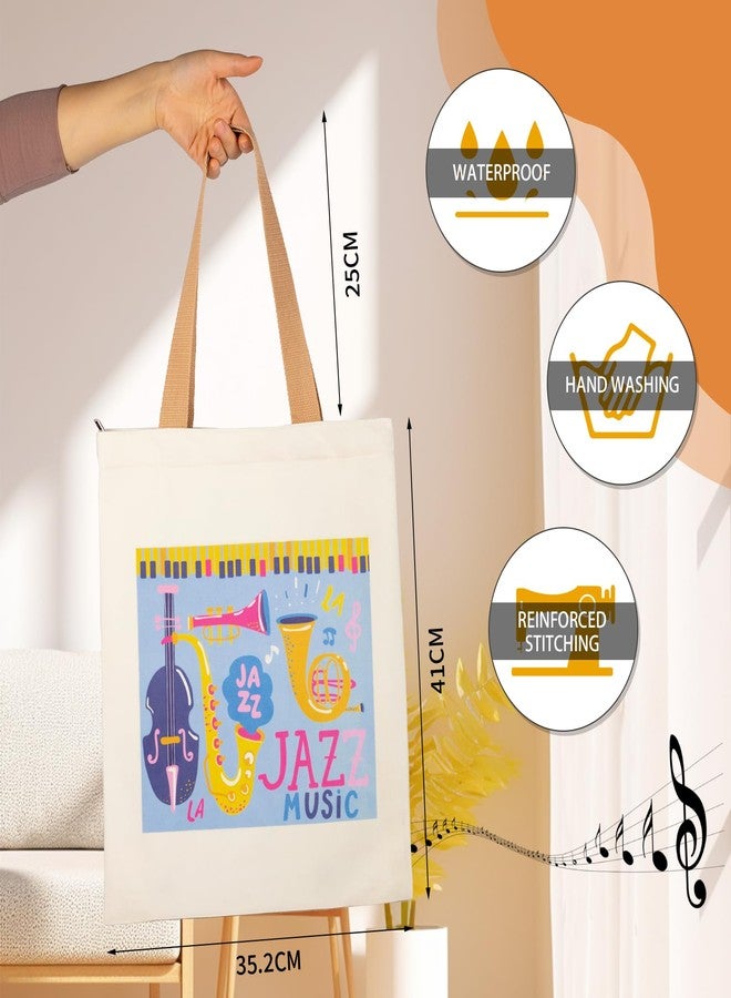 HilerPunk Tote bag Music Note Handbag Reusable Shopping Bags Grocery Bag,Music Class Training handbag,Music Gifts, Jazz Instrument Pattern, HLMG-012 - Image 2
