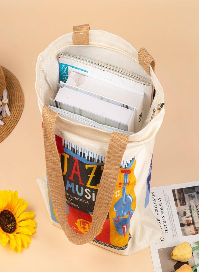 HilerPunk Tote bag Music Note Handbag Reusable Shopping Bags Grocery Bag,Music Class Training handbag,Music Gifts, Jazz Instrument Pattern, HLMG-012 - Image 4