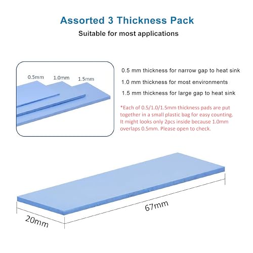 A ADWITS [ 12-Pack ] Thermal Conductive Silicone Pads, Soft Safe Simple to Apply for SSD CPU GPU LED IC Chipset Cooling -Blue - Image 3